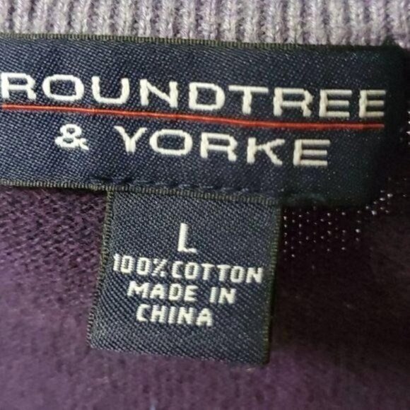 Roundtree & Yorke Purple V-neck Long Sleeve Sz. L Sweater - Picture 3 of 7